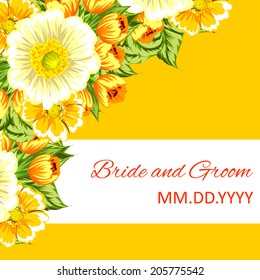 Wedding invitation cards with floral elements