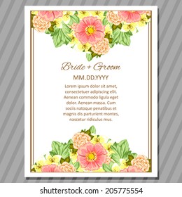 Wedding invitation cards with floral elements