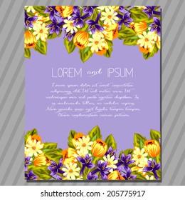 Wedding invitation cards with floral elements