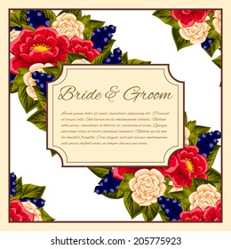 Wedding invitation cards with floral elements