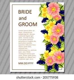 Wedding invitation cards with floral elements