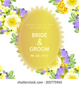 Wedding invitation cards with floral elements