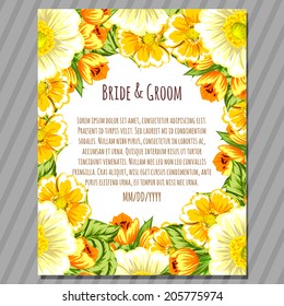 Wedding invitation cards with floral elements