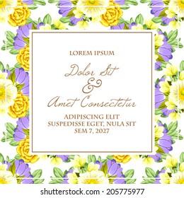 Wedding invitation cards with floral elements