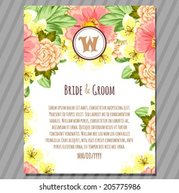 Wedding invitation cards with floral elements