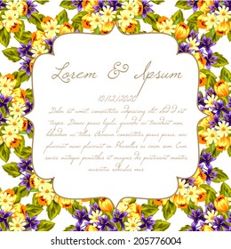 Wedding invitation cards with floral elements