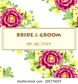 Wedding invitation cards with floral elements