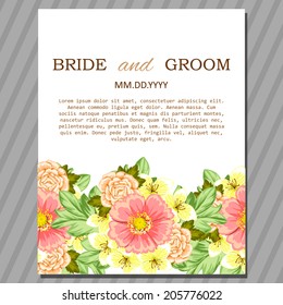 Wedding invitation cards with floral elements