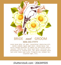 Wedding invitation cards with floral elements