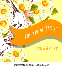 Wedding invitation cards with floral elements