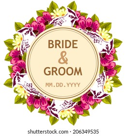 Wedding invitation cards with floral elements