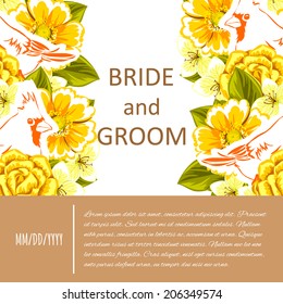 Wedding invitation cards with floral elements