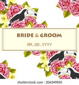 Wedding invitation cards with floral elements