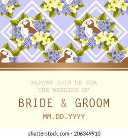 Wedding invitation cards with floral elements