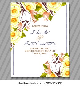 Wedding invitation cards with floral elements