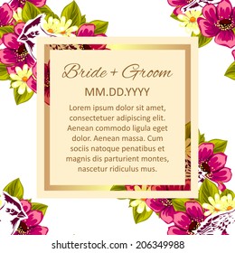 Wedding invitation cards with floral elements