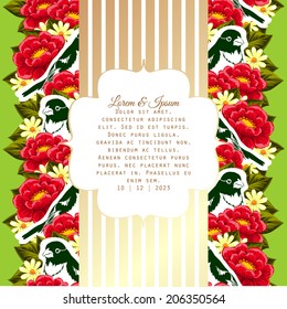 Wedding invitation cards with floral elements