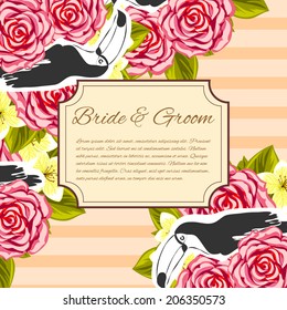 Wedding invitation cards with floral elements