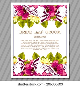 Wedding invitation cards with floral elements