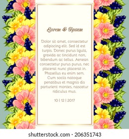 Wedding invitation cards with floral elements