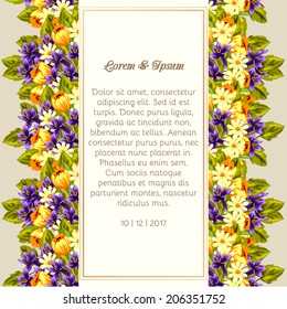 Wedding invitation cards with floral elements