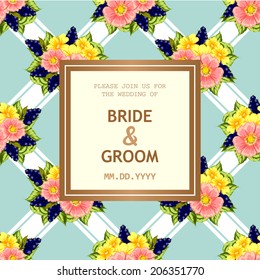 Wedding invitation cards with floral elements