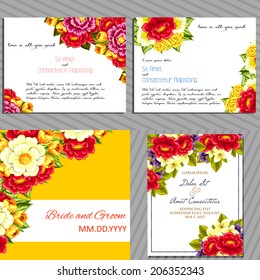 Wedding invitation cards with floral elements