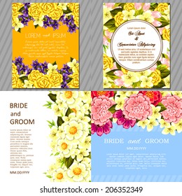 Wedding invitation cards with floral elements