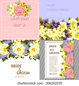 Wedding invitation cards with floral elements