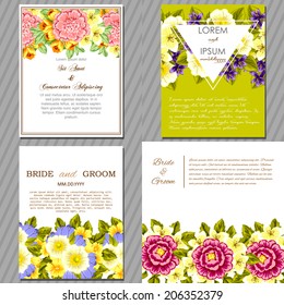 Wedding invitation cards with floral elements