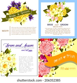 Wedding invitation cards with floral elements