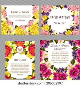 Wedding invitation cards with floral elements