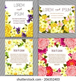 Wedding invitation cards with floral elements