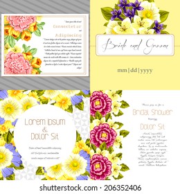 Wedding invitation cards with floral elements