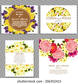 Wedding invitation cards with floral elements