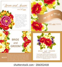 Wedding invitation cards with floral elements
