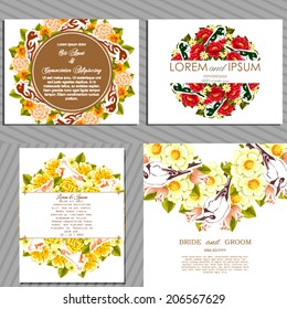 Wedding invitation cards with floral elements