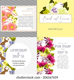 Wedding invitation cards with floral elements