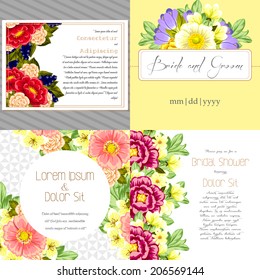 Wedding invitation cards with floral elements