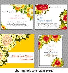 Wedding invitation cards with floral elements
