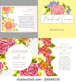 Wedding invitation cards with floral elements