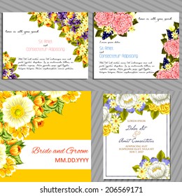 Wedding invitation cards with floral elements