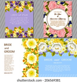 Wedding invitation cards with floral elements