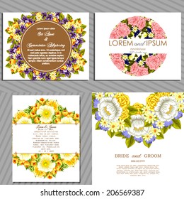 Wedding invitation cards with floral elements