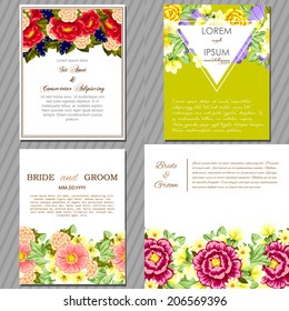 Wedding invitation cards with floral elements