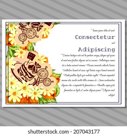 Wedding invitation cards with floral elements