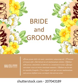 Wedding invitation cards with floral elements