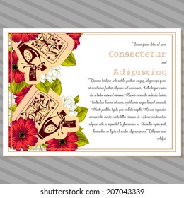Wedding invitation cards with floral elements