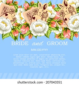 Wedding invitation cards with floral elements