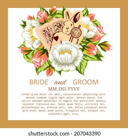 Wedding invitation cards with floral elements
